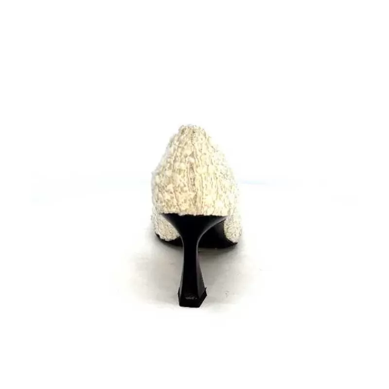 moon flower - enzo di martino Enzo Di Martino Eli 715 Textile Creme Cuir Vernis Noir-Femme Escarpins