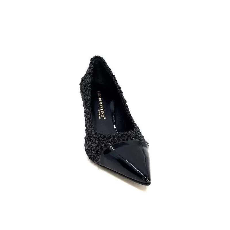 moon flower - enzo di martino Enzo Di Martino Eli 715 Textile Noir Cuir Vernis Noir-Femme Escarpins