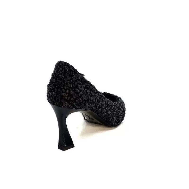 moon flower - enzo di martino Enzo Di Martino Eli 715 Textile Noir Cuir Vernis Noir-Femme Escarpins