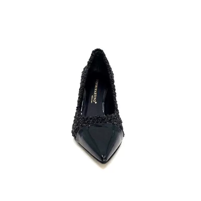 moon flower - enzo di martino Enzo Di Martino Eli 715 Textile Noir Cuir Vernis Noir-Femme Escarpins