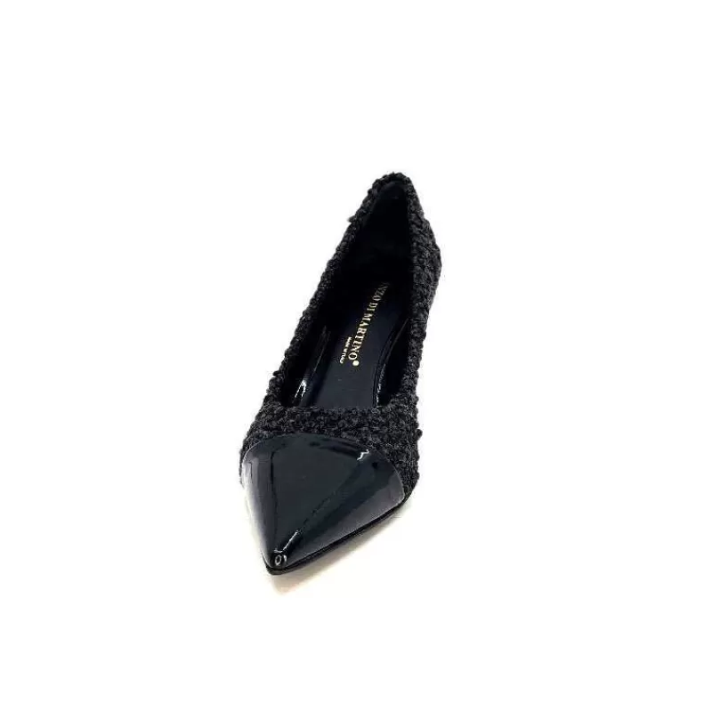 moon flower - enzo di martino Enzo Di Martino Eli 715 Textile Noir Cuir Vernis Noir-Femme Escarpins