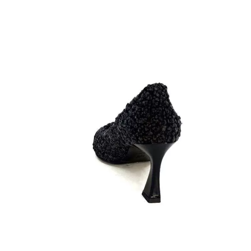 moon flower - enzo di martino Enzo Di Martino Eli 715 Textile Noir Cuir Vernis Noir-Femme Escarpins