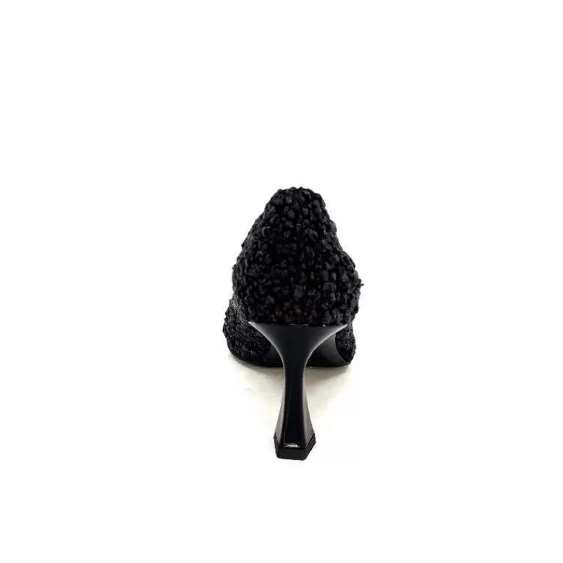 moon flower - enzo di martino Enzo Di Martino Eli 715 Textile Noir Cuir Vernis Noir-Femme Escarpins