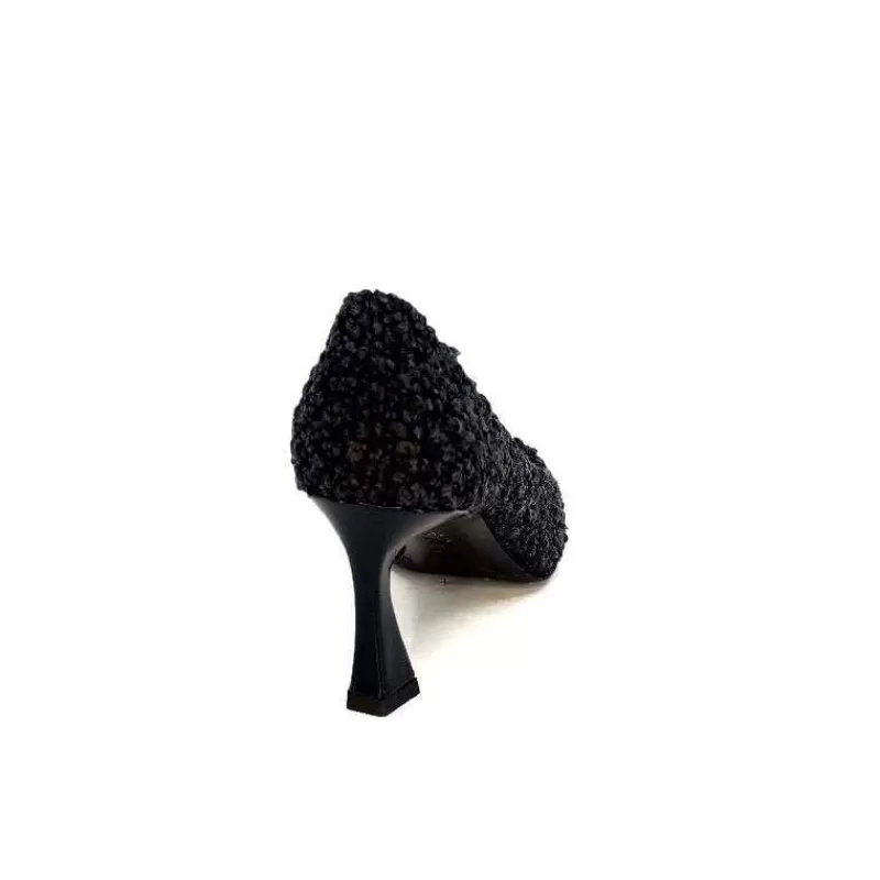 moon flower - enzo di martino Enzo Di Martino Eli 715 Textile Noir Cuir Vernis Noir-Femme Escarpins