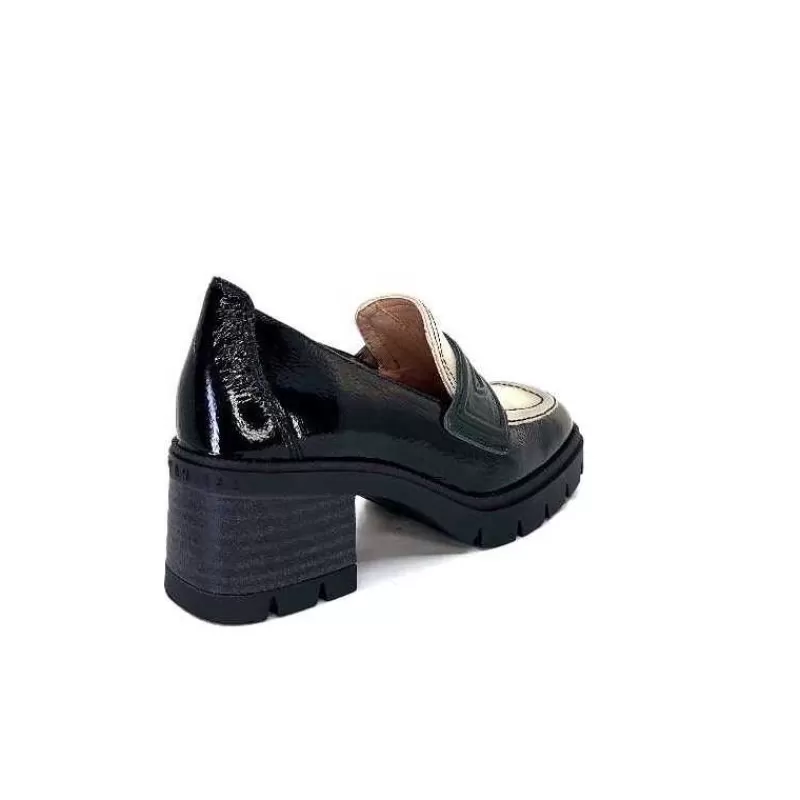 Hispanitas Chi 232965 Everest Cuir Vernis Noir Cuir Vert & Beige-Femme Mocassins