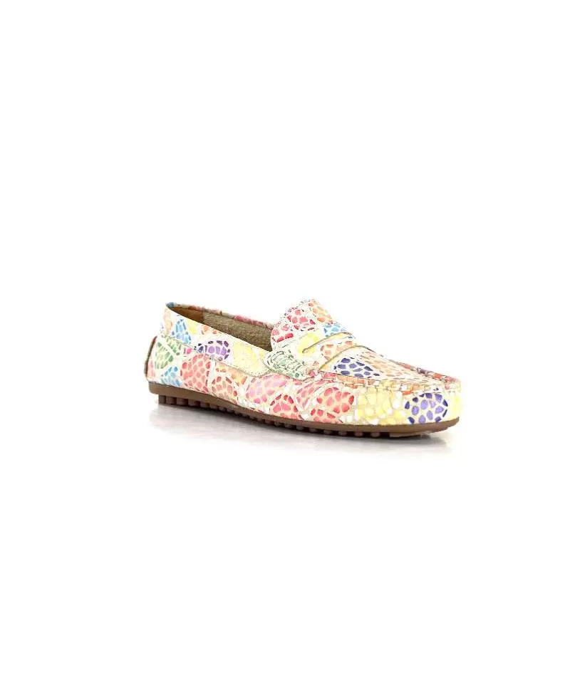 Ivoire0209b Ivoire 10322 Cuir Beige Multicolore-Femme Mocassins