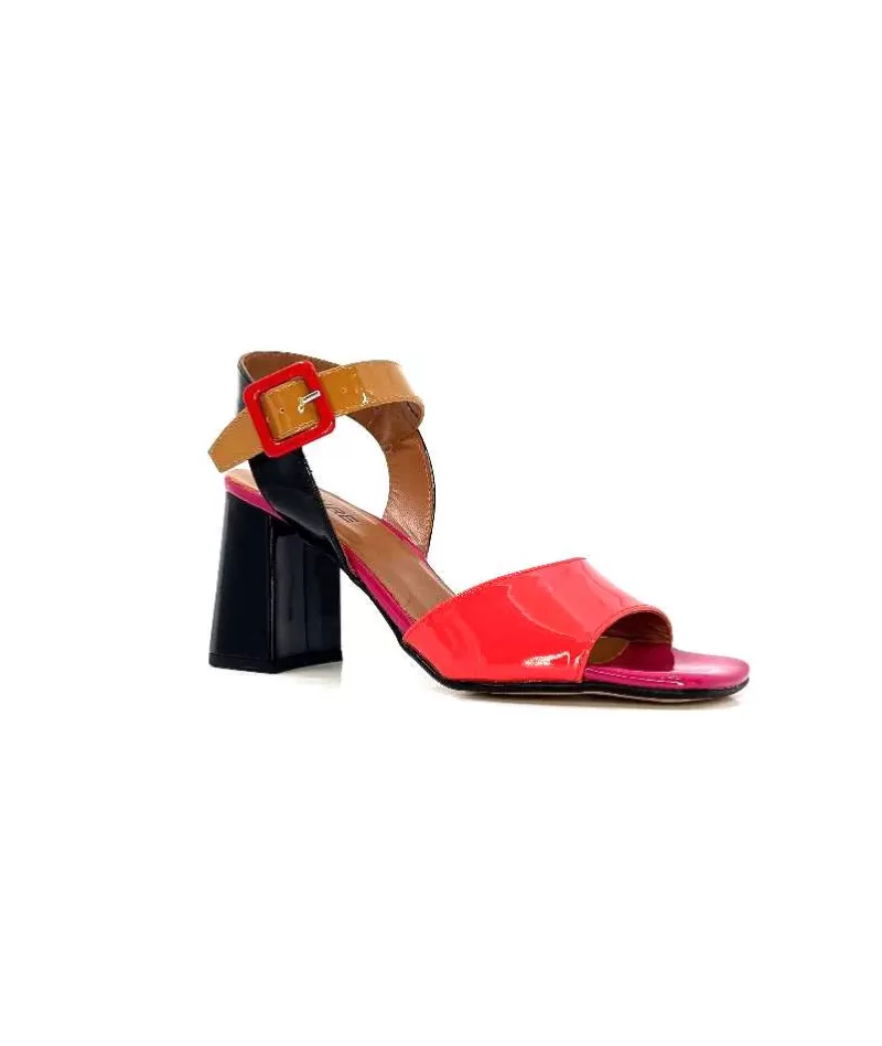 Ivoire0334 Ivoire F1136 Mare Cuir Vernis Multicolor-Femme Sandales