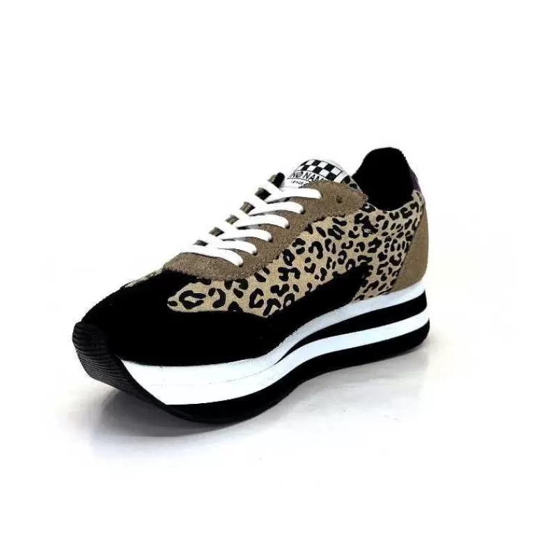 No Name Flex M Jogger Daim Textile Beige Et Noir-Femme Baskets