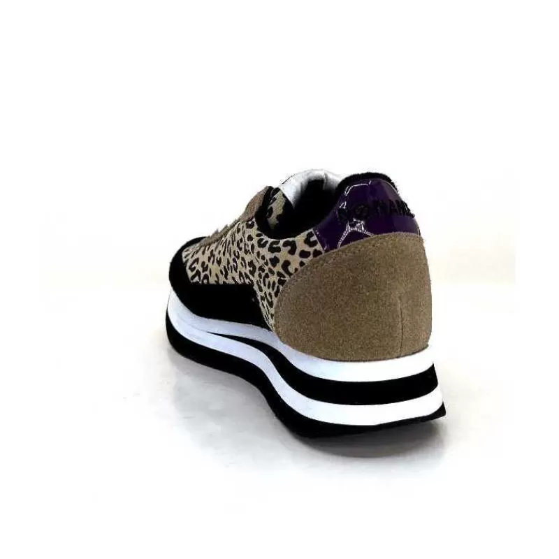 No Name Flex M Jogger Daim Textile Beige Et Noir-Femme Baskets
