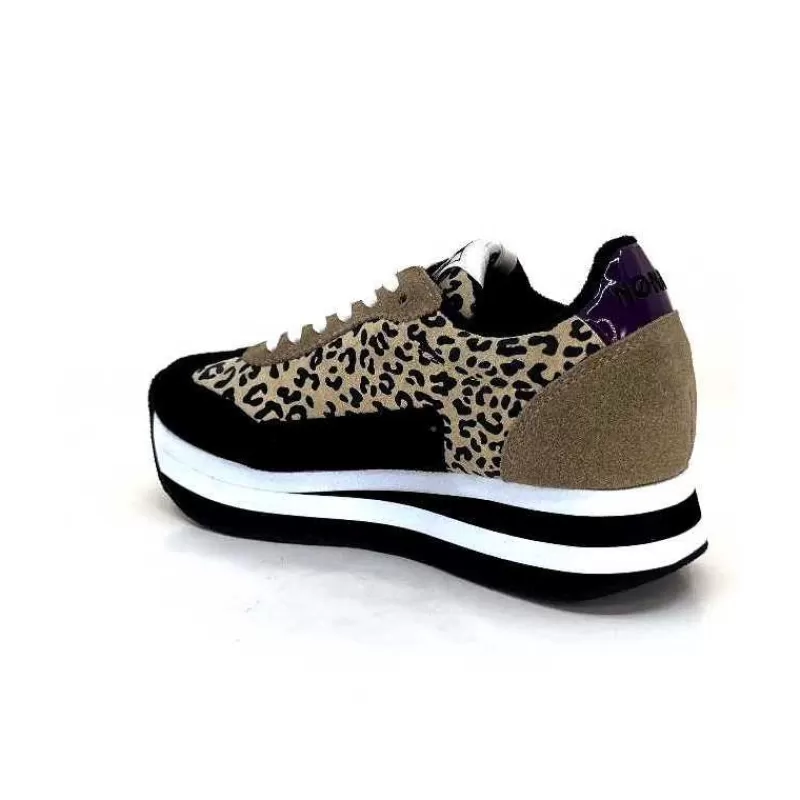 No Name Flex M Jogger Daim Textile Beige Et Noir-Femme Baskets