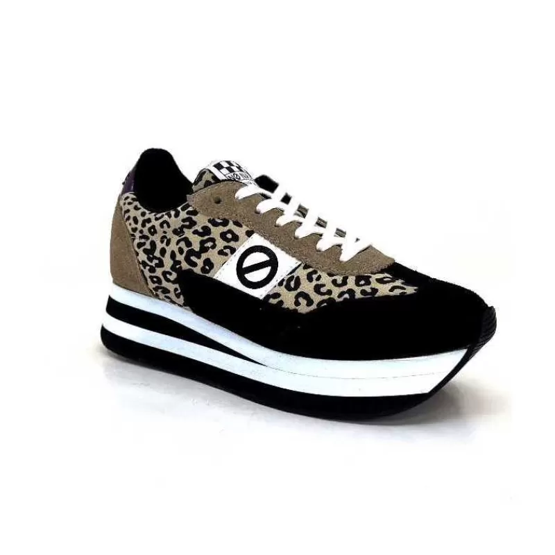 No Name Flex M Jogger Daim Textile Beige Et Noir-Femme Baskets