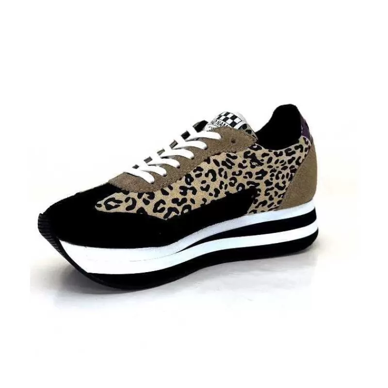 No Name Flex M Jogger Daim Textile Beige Et Noir-Femme Baskets