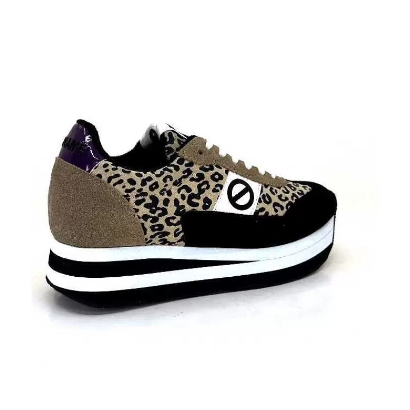 No Name Flex M Jogger Daim Textile Beige Et Noir-Femme Baskets