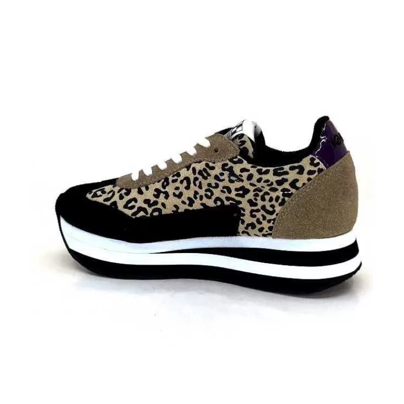 No Name Flex M Jogger Daim Textile Beige Et Noir-Femme Baskets