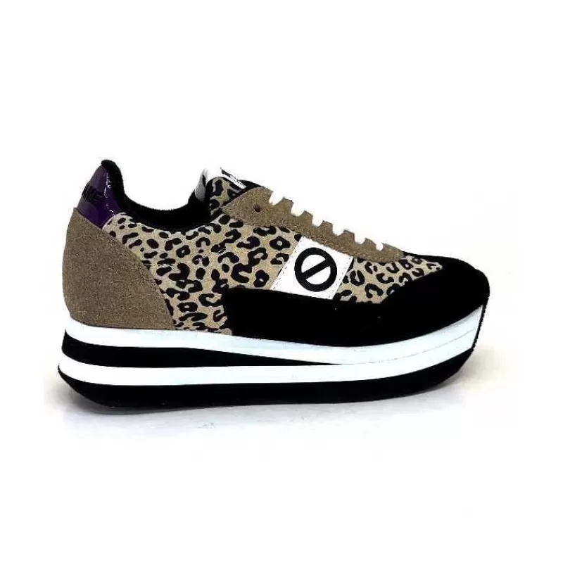 No Name Flex M Jogger Daim Textile Beige Et Noir-Femme Baskets