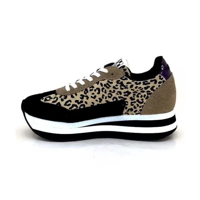 No Name Flex M Jogger Daim Textile Beige Et Noir-Femme Baskets