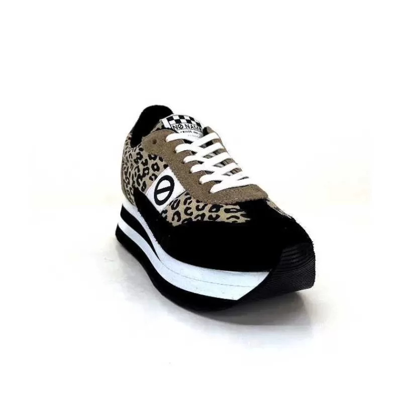 No Name Flex M Jogger Daim Textile Beige Et Noir-Femme Baskets