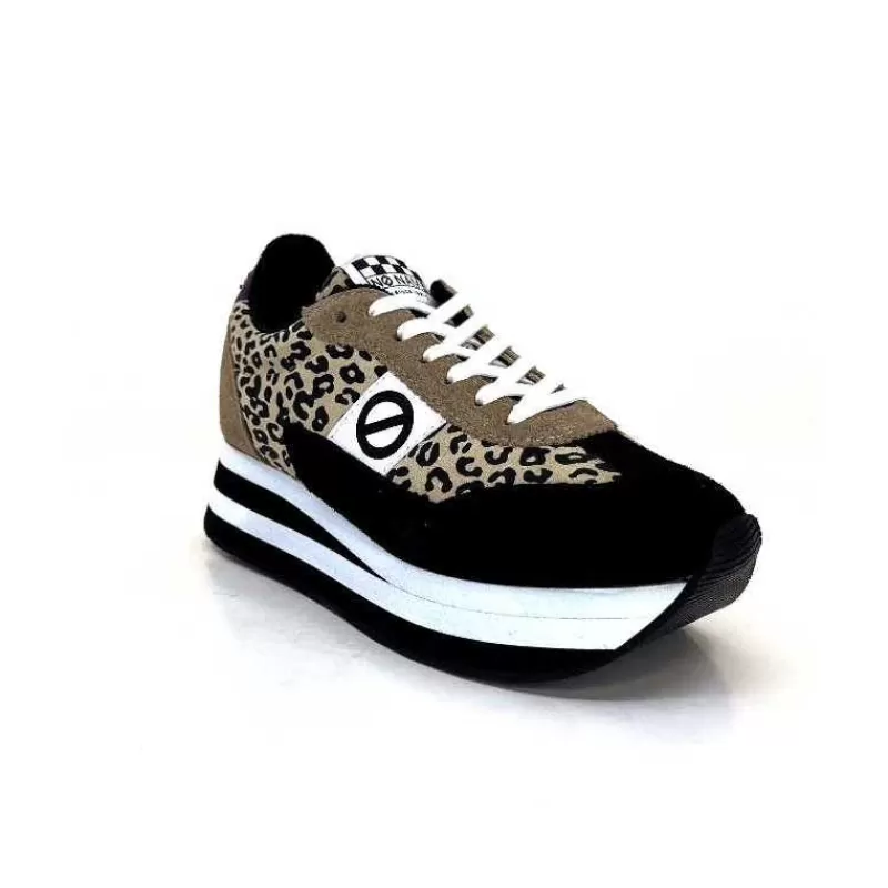 No Name Flex M Jogger Daim Textile Beige Et Noir-Femme Baskets